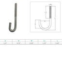 Marine Boat 1/4" x 2.40" J Bolt Spring Hook J-Bolt J Hook Stainless Steel T316