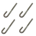 Marine Boat 3/8" x 5" J Bolt Spring Hook J-Bolt J Hook T316 Stainless Steel 4 Pcs