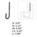 Marine Boat 3/8" x 7" J Bolt Spring Hook J-Bolt J Hook Stainless Steel T316