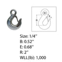 Marine Boat 1/4" Eye Slip Hook WLL 1,000 Lb Drop Forged Stainless Steel 4 Pcs