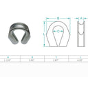 1-1/4" Marine Wire Rope Thimble Captive Tube Thimble Stainless Steel T316 4 Pcs