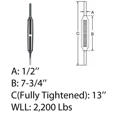 Marine Deck Stub End Turnbuckle Stainless Steel T316