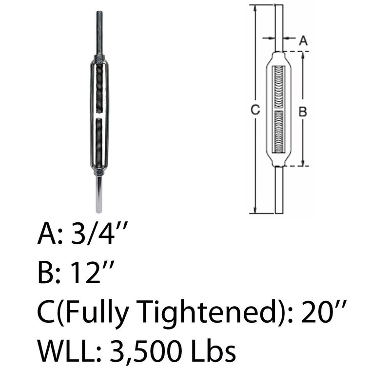 Marine Deck Stub End Turnbuckle Stainless Steel T316