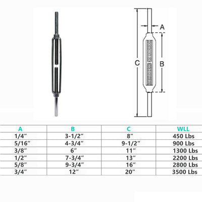Marine Deck Stub End Turnbuckle Stainless Steel T316