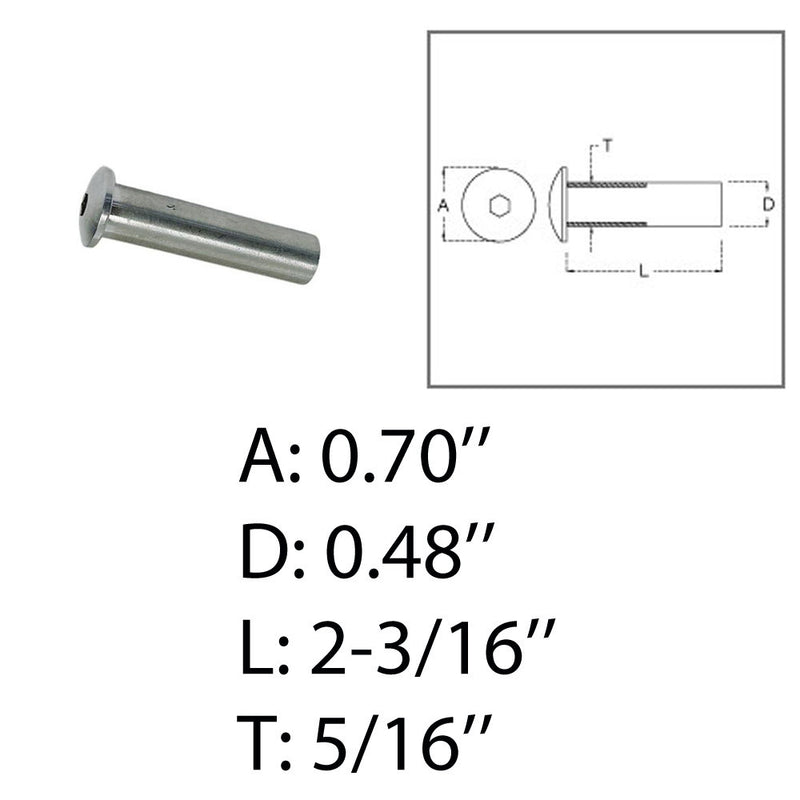 Marine Boat 5/16" Dome Head Stud Receiver Wire Cable Railing Stainless Steel