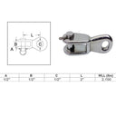 Marine Grade 1/2" Rigging Toggle 2100 Lb WLL Lifting Rigging Stainless Steel 4Pc