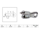 Marine Grade 3/16" Rigging Toggle 400 Lb WLL Lifting Rigging Stainless Steel 4Pc