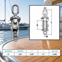 Heavy Duty T316 Stainless Steel Sheave Swivel Block, Hoist Lift Pulley Block for Rope, Wire, Marine, Rigging, and Outdoor Use