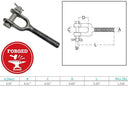 T316 Stainless Steel 3/8" Drop Forged Turnbuckle Jaw LEFT HAND Thread 1,200 Lbs WLL