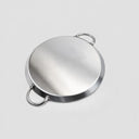 14" Stainless Steel Round Serving Platter – Ottoman Tray with Handles for Kitchen, Parties & Decorative Display