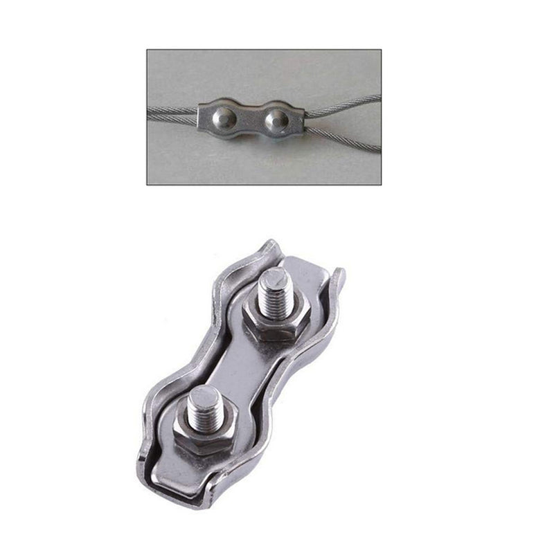 Stainless Steel Duplex 2-Post Cable Wire Clamp,Wire Rope Cable Clamp 1/4" 4 Pcs
