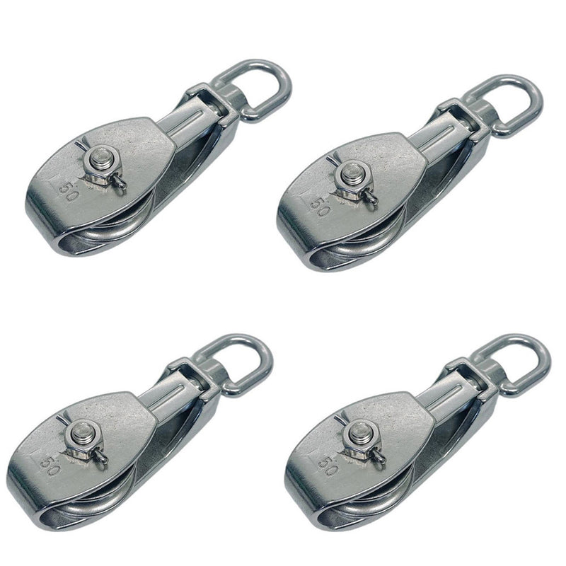 Marine 2" Sheave Snatch Block 3/8" Rope 1,200 Lbs WLL Stainless Steel T304 4 Pcs