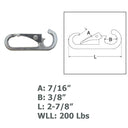 Spring Snap Open End 200 Lbs WLL Rig Marine Lift Hook Stainless Steel T304
