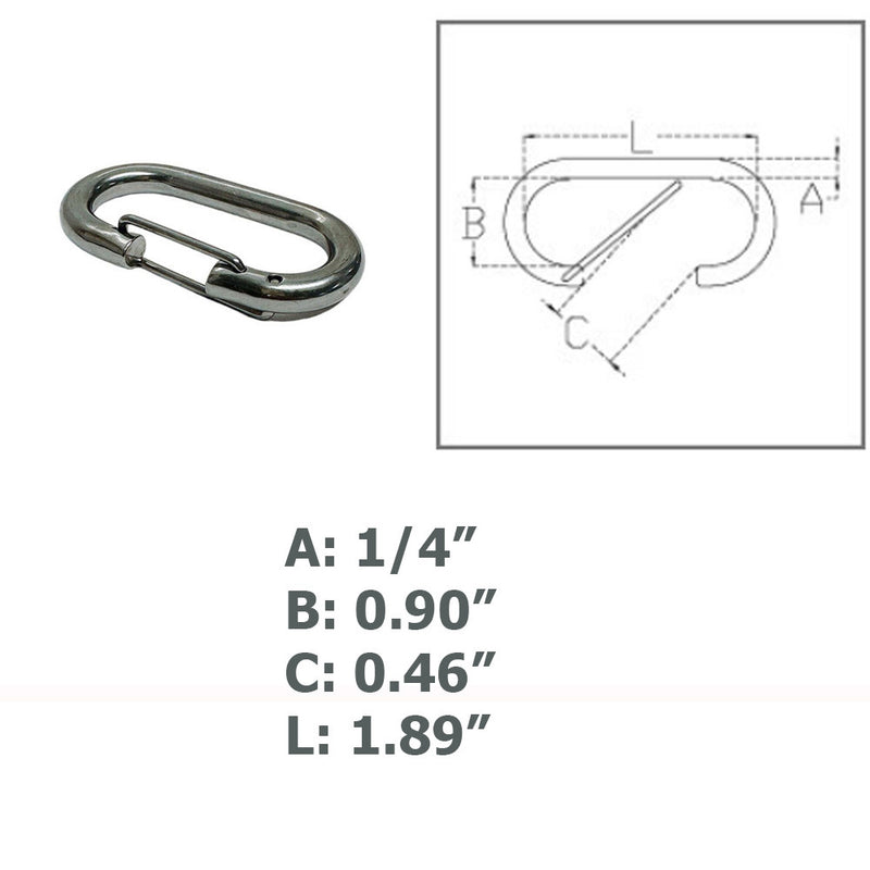 Marine 1/4" Bit Snap Rigging Lift Link Clip Rig Snap Stainless Steel T316 4 Pcs