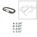 Marine Boat 5/16" Bit Snap Rigging Lift Link Clip Rig Snap Stainless Steel T316