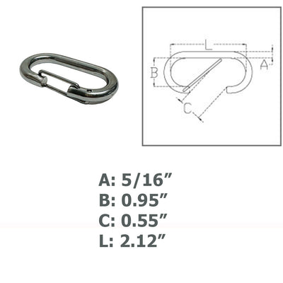 Marine 5/16" Bit Snap Rigging Lift Link Clip Rig Snap Stainless Steel T316 4 Pcs
