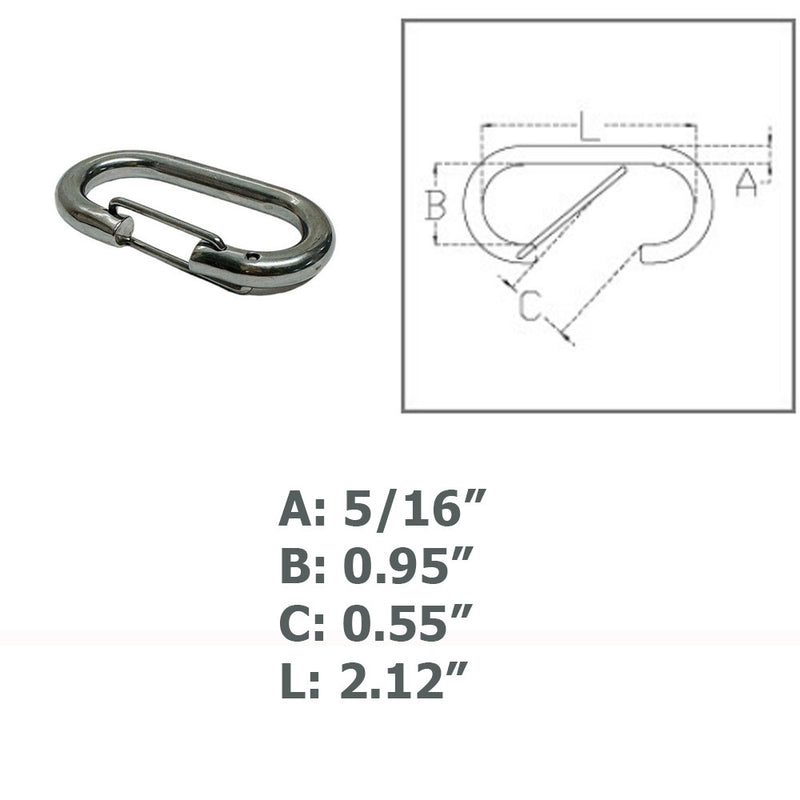 Marine 5/16" Bit Snap Rigging Lift Link Clip Rig Snap Stainless Steel T316 4 Pcs