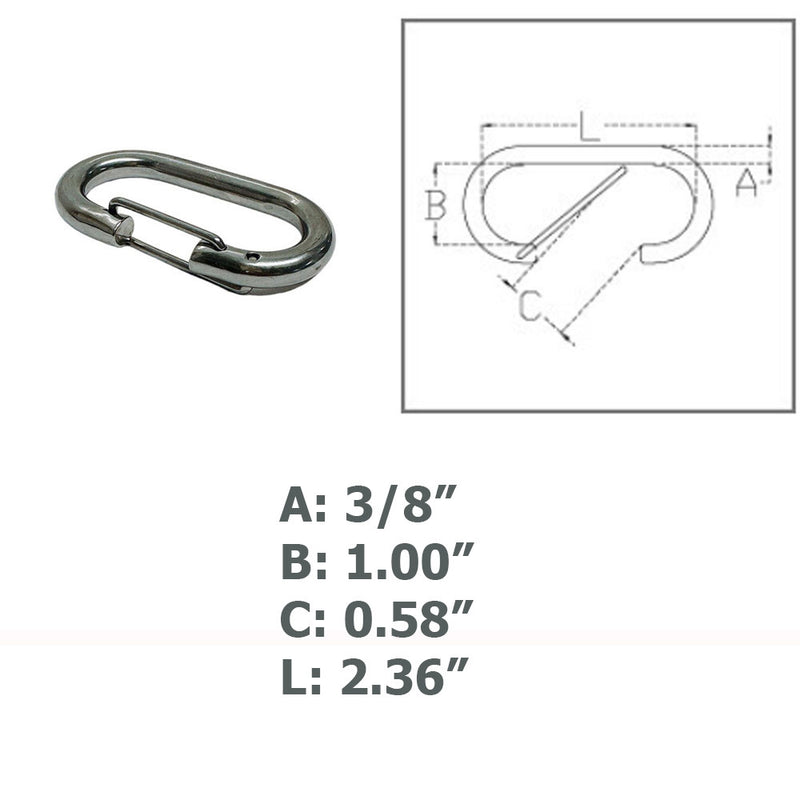 Marine 3/8" Bit Snap Rigging Lift Link Clip Rig Snap Stainless Steel T316 4 Pcs