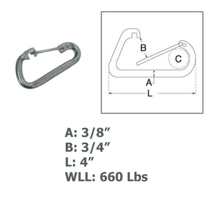 Marine Boat Bit Snap Rigging Lift Link Clip Rig Snap Stainless Steel T316 4 Pcs