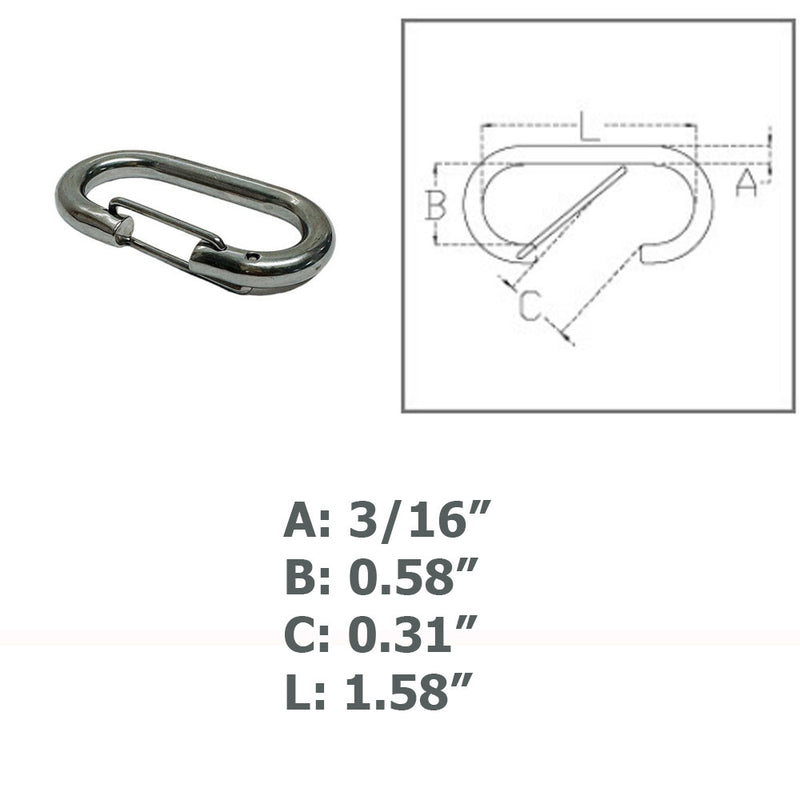 Marine Boat Bit Snap Rigging Lift Link Clip Rig Snap Stainless Steel T316 4 Pcs