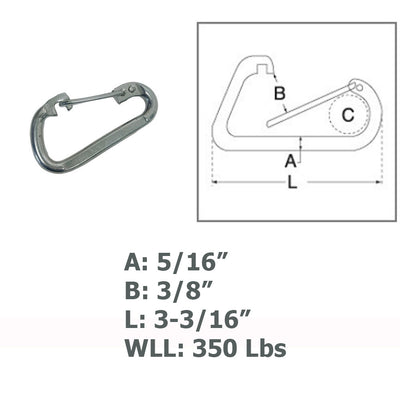 Marine Boat Bit Snap Rigging Lift Link Clip Rig Snap Stainless Steel T316 4 Pcs