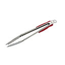 9" Stainless Steel Locking Kitchen Tongs with Plastic Grip – Utility Cooking Tongs