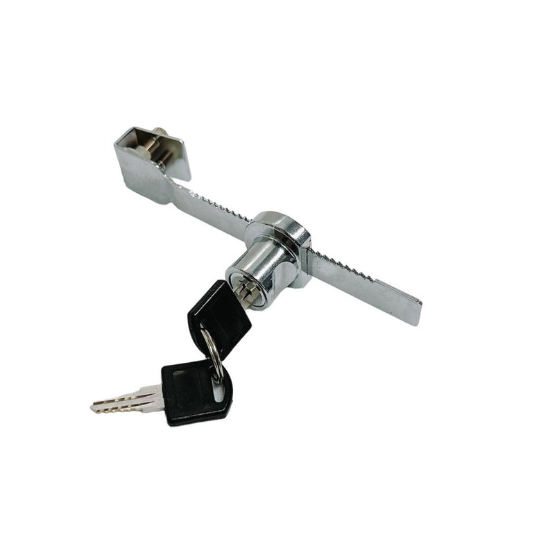 Sliding Glass Door Lock Display Case Lock Ratchet Lock, Chrome Finish, Security