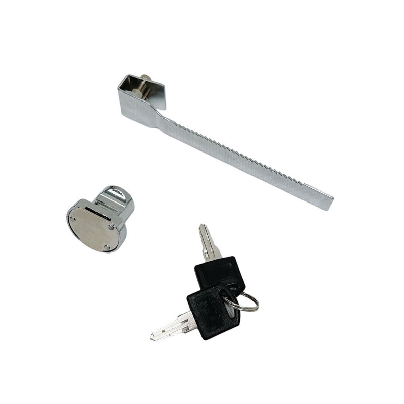 Sliding Glass Door Lock Display Case Lock Ratchet Lock, Chrome Finish, Security