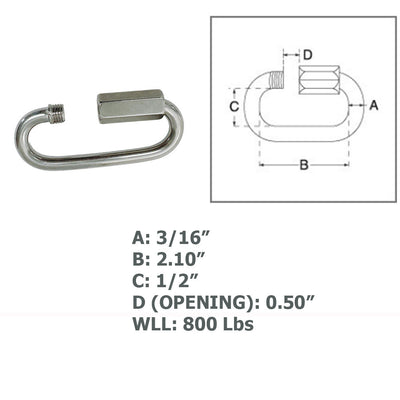 Marine Boat Long Quick LinkConnect Link Stainless Steel T316