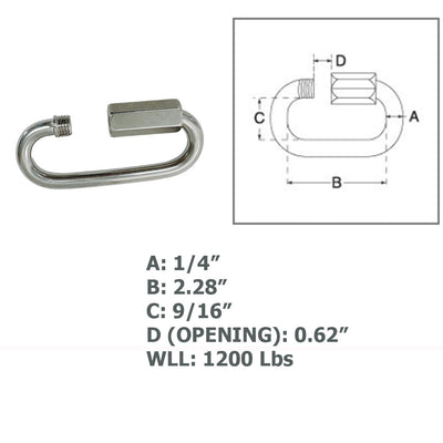 Marine Boat Long Quick LinkConnect Link Stainless Steel T316