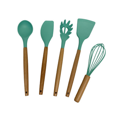 TURQUOISE Silicone Kitchen Utensil Spatula Pasta Serving Tong Whisk 12 Pc Set