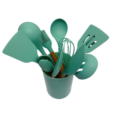TURQUOISE Silicone Kitchen Utensil Spatula Pasta Serving Tong Whisk 12 Pc Set