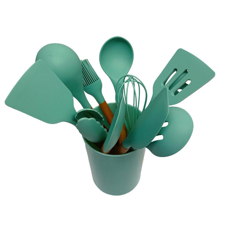 TURQUOISE Silicone Kitchen Utensil Spatula Pasta Serving Tong Whisk 12 Pc Set