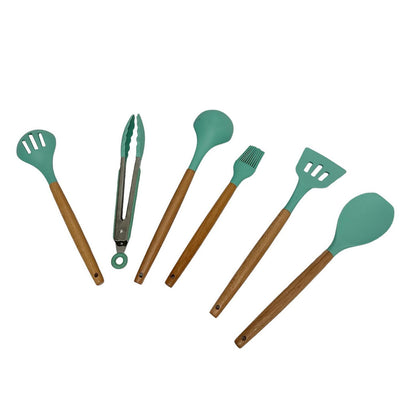 TURQUOISE Silicone Kitchen Utensil Spatula Pasta Serving Tong Whisk 12 Pc Set
