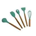 TURQUOISE Silicone Kitchen Utensil Spatula Pasta Serving Tong Whisk 12 Pc Set