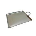 12"L x 12"W Stainless Steel Square Serving Platter, Ottoman Tray with Handle for Kitchen, Parties & Decorative Display