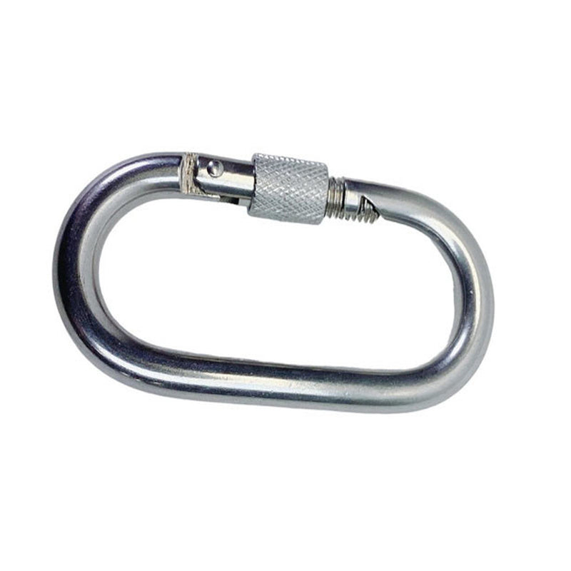 7/16" Carabiner Clip Spring Snap Hook Oval Shape W/ Lock Nut Stainless Steel 4Pc