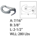Stainless Steel T316 Open End Spring Snap Tack Hook, Sail Snap Hook