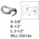 Stainless Steel T316 Open End Spring Snap Tack Hook, Sail Snap Hook