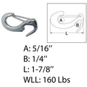 Stainless Steel T316 Open End Spring Snap Tack Hook, Sail Snap Hook