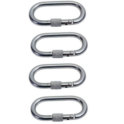 Carabiner Clip Spring Snap Hook Oval Shape With Lock Nut Stainless Steel T316