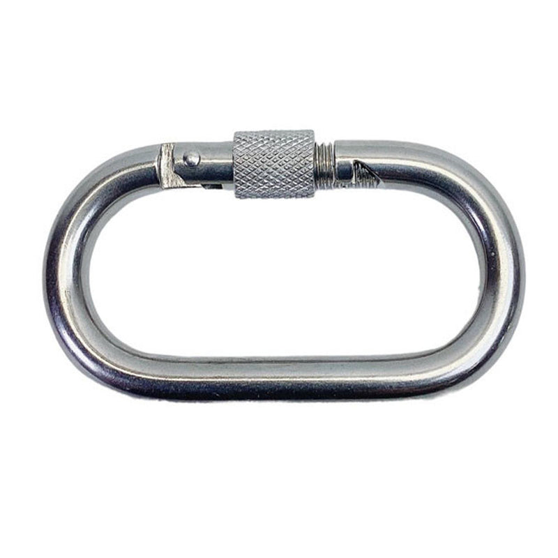 Carabiner Clip Spring Snap Hook Oval Shape With Lock Nut Stainless Steel T316