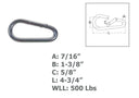 Marine 7/16" Pear Shape Snap Hook Carabiner Connector Stainless Steel T316 4 Pcs