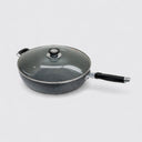 Heavy Gauge Aluminum 13-1/2" Nonstick Wok Pan with Lid, Deep Frying Pan & Skillet with Handle, Dishwasher Safe Cookware for Stir Fry & Everyday Cooking