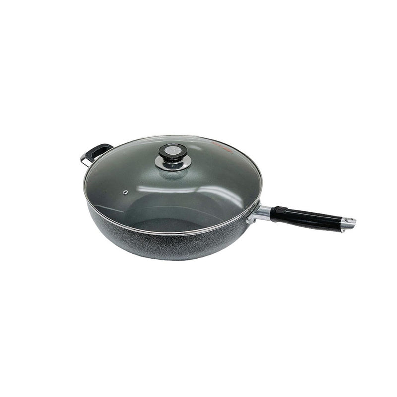 13.5" Nonstick Wok Pan W/ Lid Deep Frying Pan W/ Handle,Skillet,Dishwasher Safe