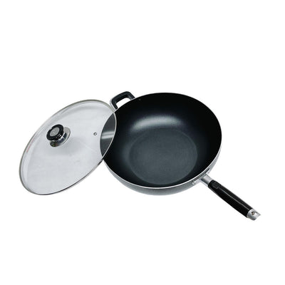 13.5" Nonstick Wok Pan W/ Lid Deep Frying Pan W/ Handle,Skillet,Dishwasher Safe
