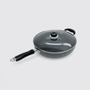 Heavy Gauge Aluminum 12-1/5" Nonstick Wok Pan with Lid, Deep Frying Pan & Skillet with Handle, Dishwasher Safe Cookware for Stir Fry & Everyday Cooking