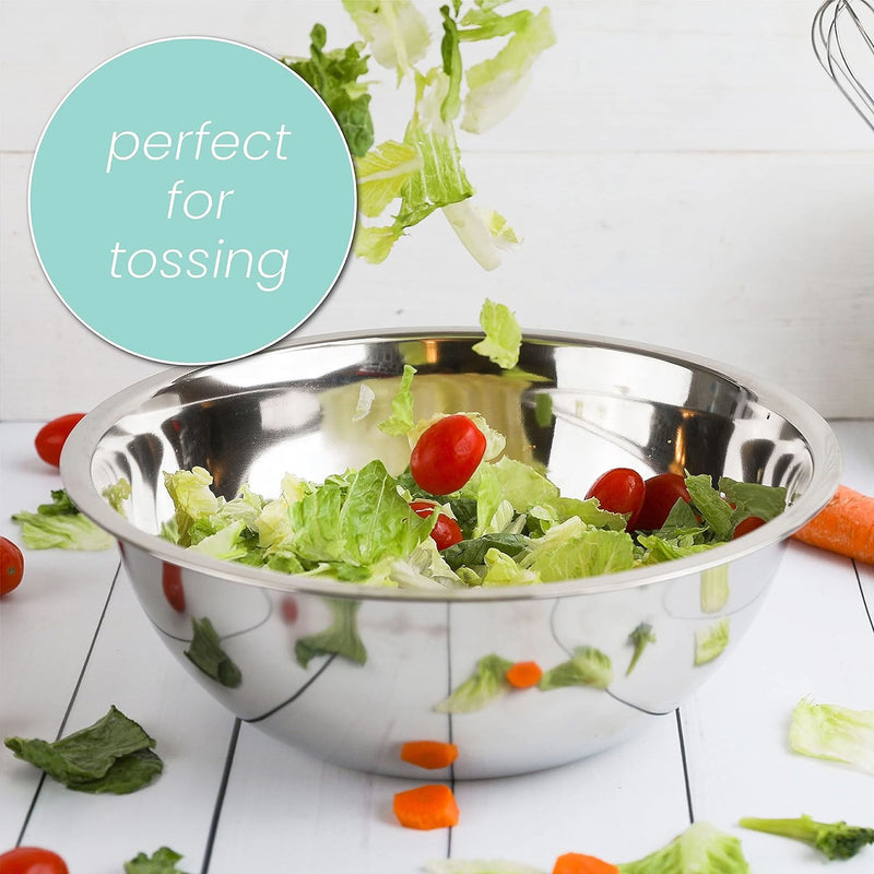 15" Meal Prep Stainless Steel Mixing Bowl,Refrigerator, Food Storage 14.5 QT