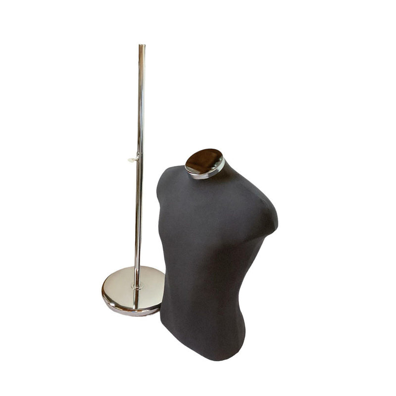 22"-43" Height Adjustable Black Shirt Form & Neckblock Mannequin Stand, Black