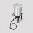 30 Qt Aluminum Turkey Fryer Pot With 37,000 BTU Portable Propane Gas Burner With 48" Hose and Regulator